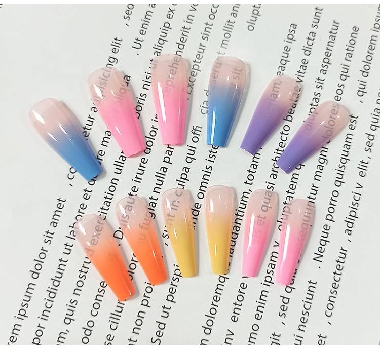 Private Label Ombre False Nails Colorful Press On Nails