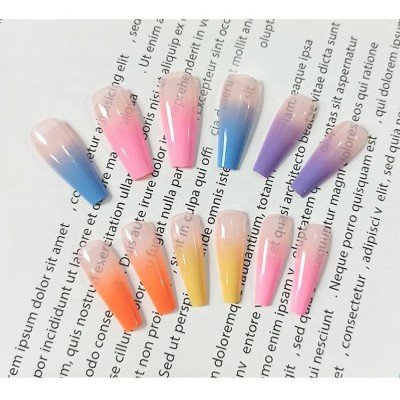 Private Label Ombre False Nails Colorful Press On Nails